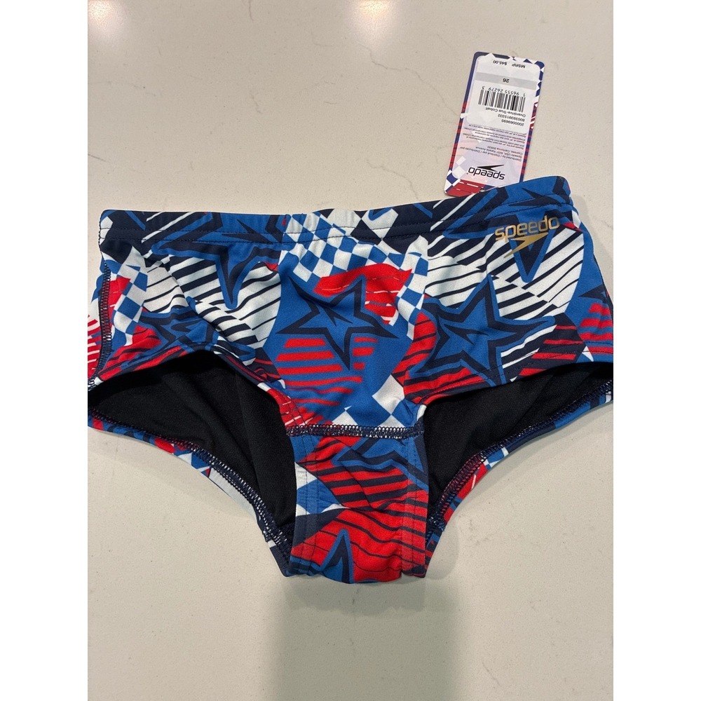 Speedo Overdrive True Cobalt Stars Stripes Swim Brief size 26(8-10yr) Endurance